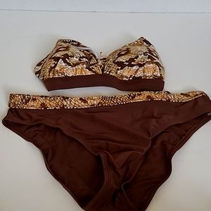 Swimwear- Kenneth Cole Reaction Python and brown Bikini (L) NWT